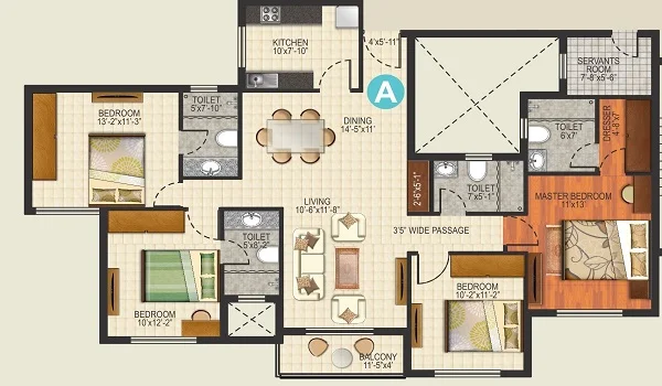 Featured Image of Purva Weaves 4 BHK Apartment Floor Plan
